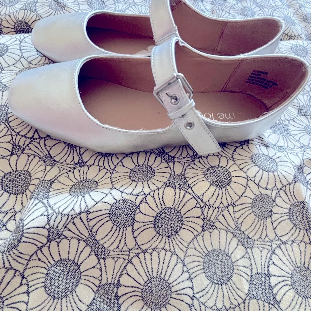 Silver Flat Mary Jane whimsigoth grunge fairy Wide Ballet Shoes by Me Too